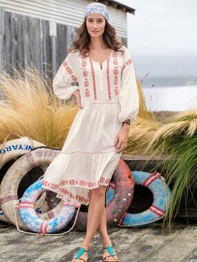 SUNDANCE: Embroidered Easy Dress